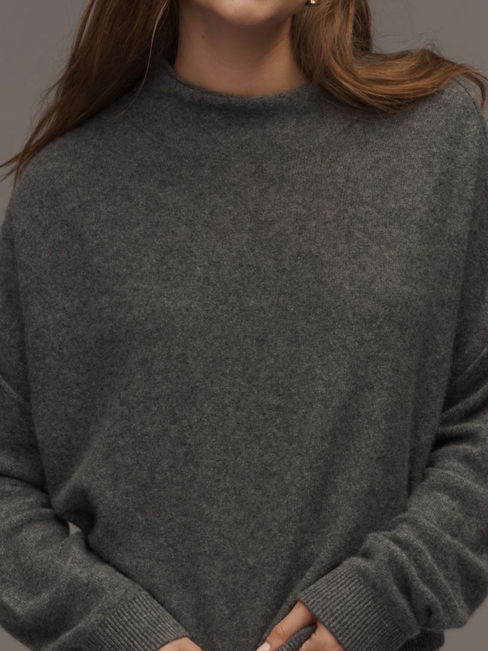 Anthropologie Pilcro Gray Alani Cashmere Sweater Plush Boxy Soft Luxury Knit XL